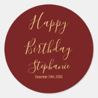 Happy Birthday Gold Burgundy Dark Red Individuelle