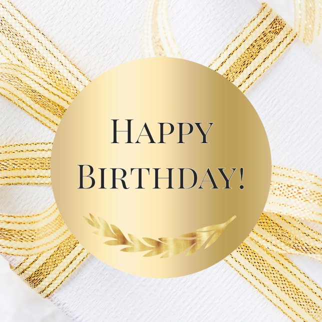 Happy Birthday Gold decor Runder Aufkleber (Von Creator hochgeladen)