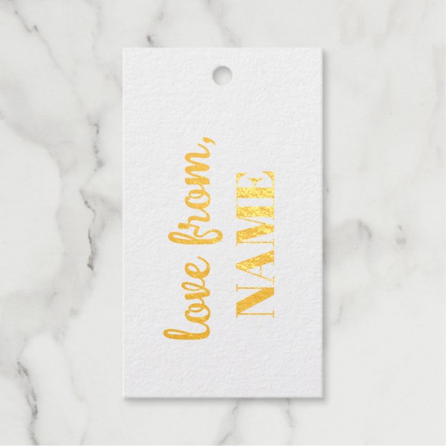 Happy Birthday Gold Elegante Typografie Geschenkanhänger (Vorderseite)
