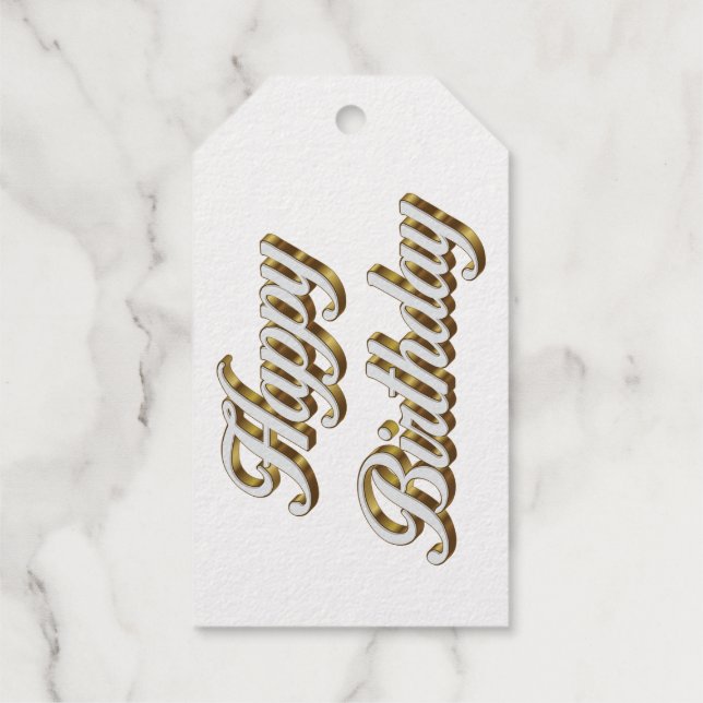 Happy Birthday Gold Elegante Typografie Geschenkanhänger (Rückseite)