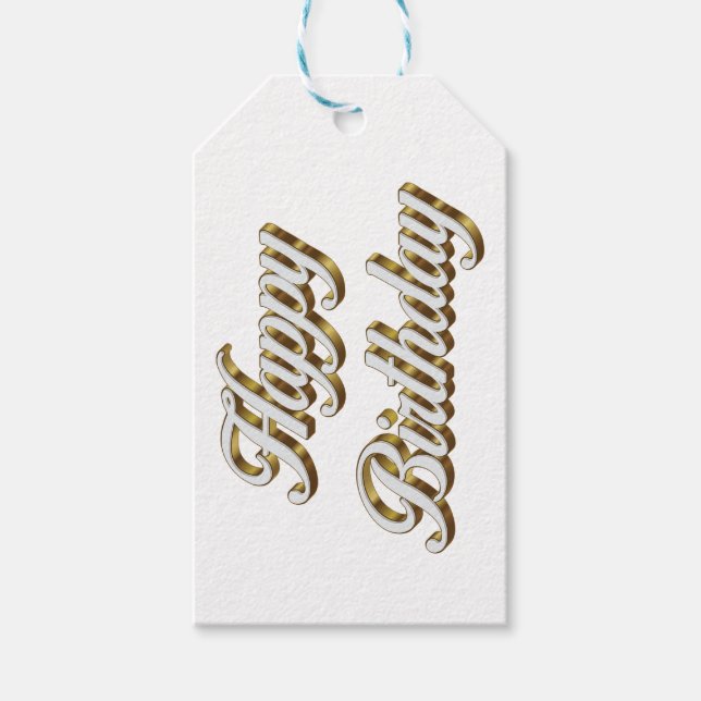 Happy Birthday Gold Elegante Typografie Geschenkanhänger (Vorderseite)