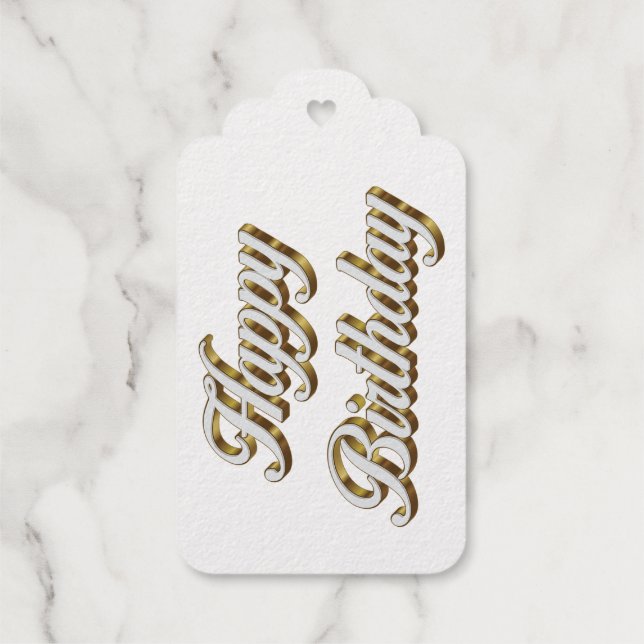 Happy Birthday Gold Elegante Typografie Geschenkanhänger (Rückseite)