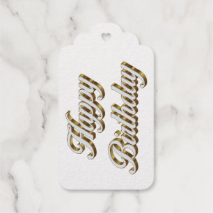 Happy Birthday Gold Elegante Typografie Geschenkanhänger