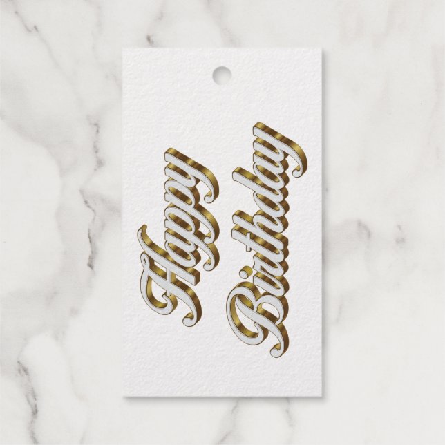 Happy Birthday Gold Elegante Typografie Geschenkanhänger (Rückseite)