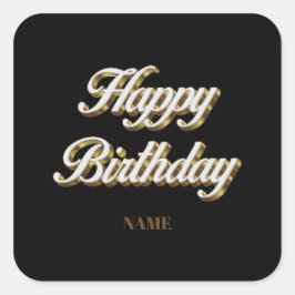 Happy Birthday Gold Elegante Typografie Geschenkta Quadratischer Aufkleber
