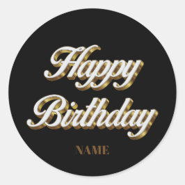 Happy Birthday Gold Elegante Typografie Geschenkta Runder Aufkleber