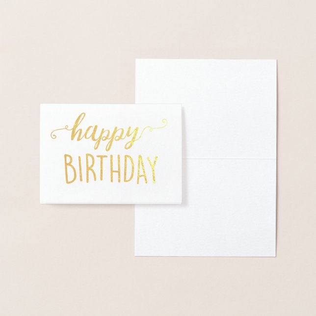Happy Birthday Gold Foil Blank Modern Chic Einfach Folienkarte (Anzeige)