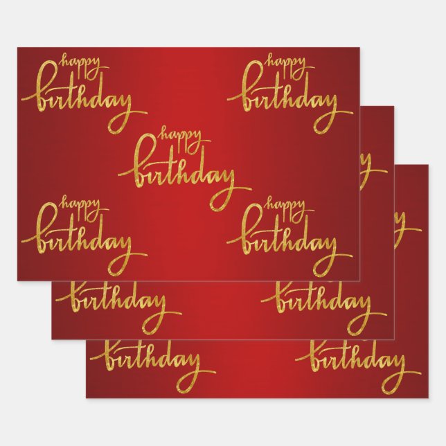Happy Birthday Gold Foil Geschenkpapier Set (Set)