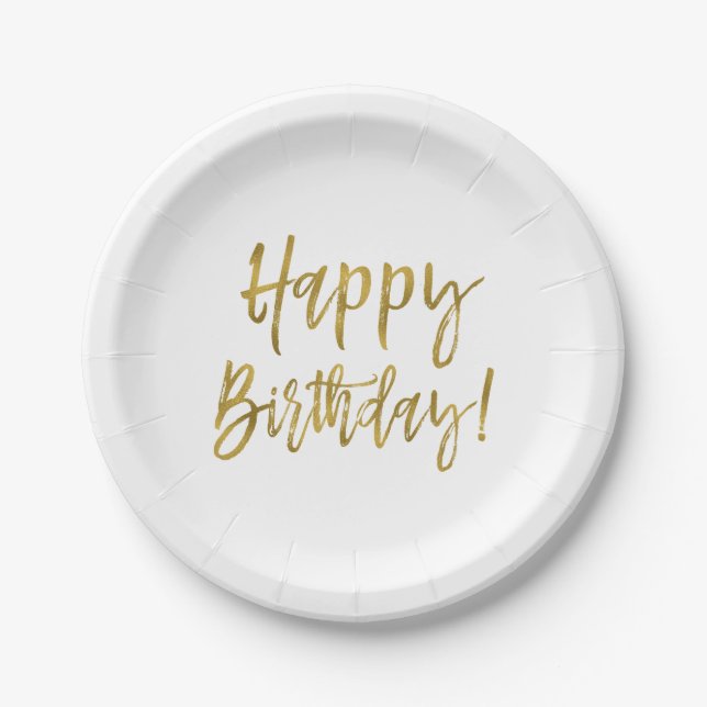 Happy Birthday Gold Foil Pappteller (Vorderseite)