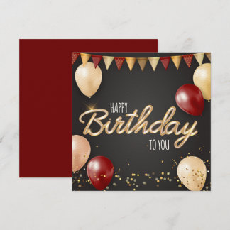 Happy Birthday Gold & Red Card Einladung