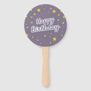 Happy Birthday Gold Stars on Blue Fächer