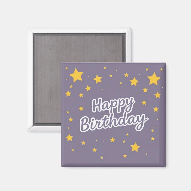 Happy Birthday Gold Stars on Blue  Magnet (Vorderseite/Rückseite)