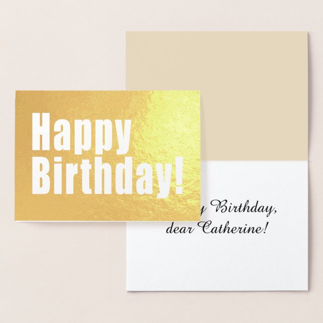 Happy Birthday Golden Deco mit Custom Text Folienkarte (Anzeige)