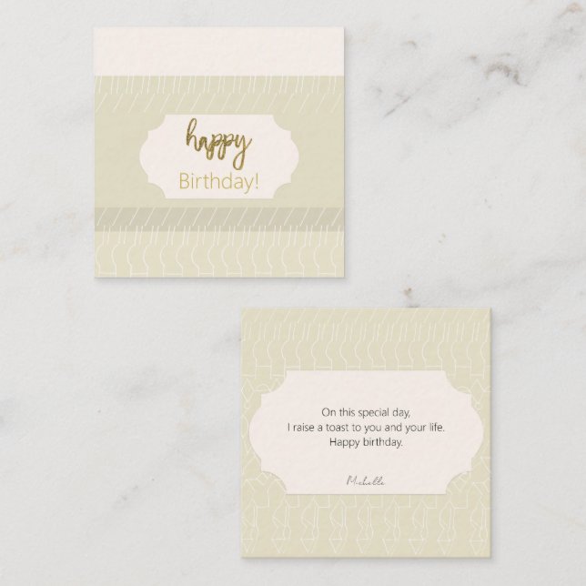 Happy Birthday Golden Glitzer Individuelle Name Mitteilungskarte (Vorne/Hinten)
