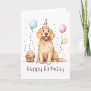 Happy Birthday Golden Retriever Dog Karte