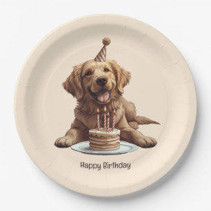 Happy Birthday Golden Retriever Dog Pappteller