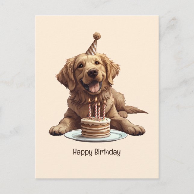 Happy Birthday Golden Retriever Dog Postkarte (Vorderseite)