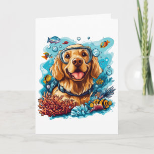 Happy Birthday Golden Retriever Hund Schnorcheln Karte