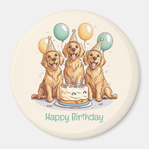 Happy Birthday Golden Retriever Hunde Magnet