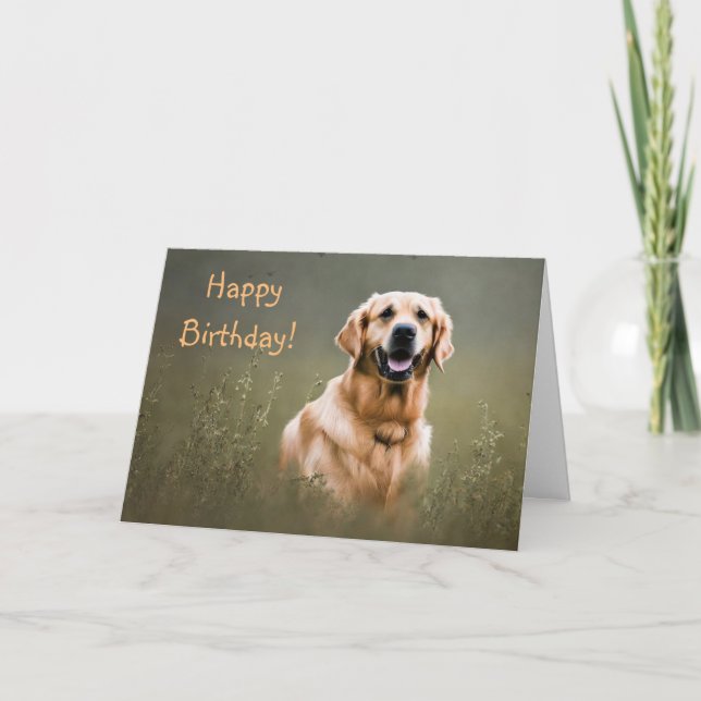 Happy Birthday Golden Retriever Karte (Vorderseite)