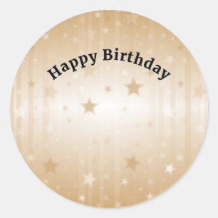 Happy Birthday Golden Stars Runder Aufkleber