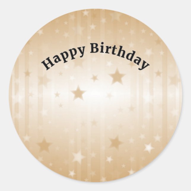 Happy Birthday Golden Stars Runder Aufkleber (Vorderseite)
