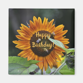 Happy Birthday Golden Sunflower Magnet