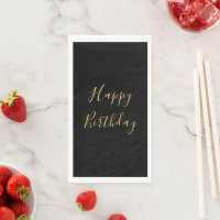 Happy Birthday Golden Yellow Text Black Custom