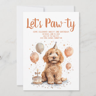 Happy Birthday Goldendoodle Hund Birthday Cake Einladung