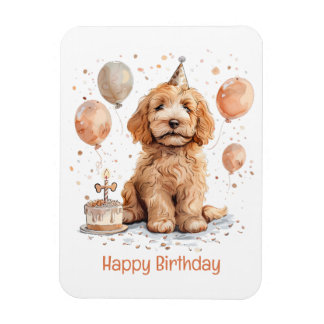 Happy Birthday Goldendoodle Hund Birthday Cake Magnet