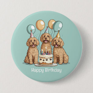 Happy Birthday Goldendoodle Hunde Button