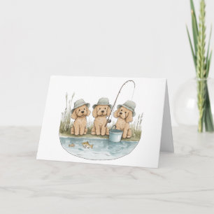 Happy Birthday Goldendoodle Hunde Fischen Karte