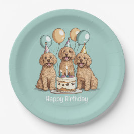 Happy Birthday Goldendoodle Hunde Pappteller