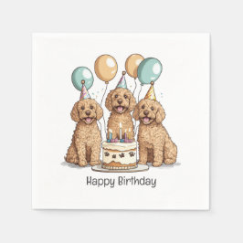 Happy Birthday Goldendoodle Hunde Serviette
