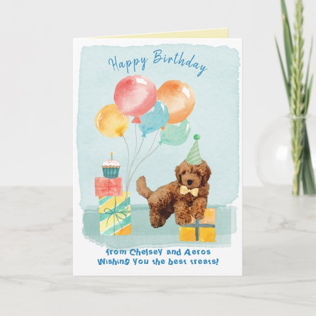 Happy Birthday Goldendoodle Welpe Geburtstag Karte (Vorderseite)
