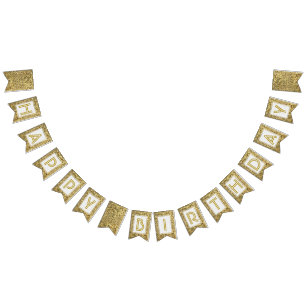 ☆HAPPY BIRTHDAY☆ GoldGlitzer-Blick Wimpelkette