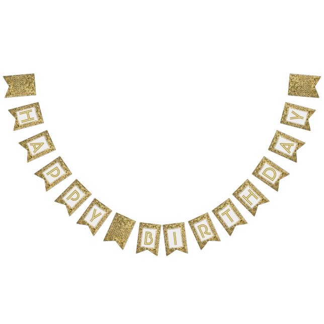 ☆HAPPY BIRTHDAY☆ GoldGlitzer-Blick Wimpelkette (Alle)