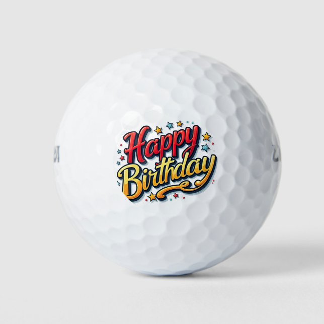 Happy Birthday Golfball (Happy Birthday Red and Yellow Text!)