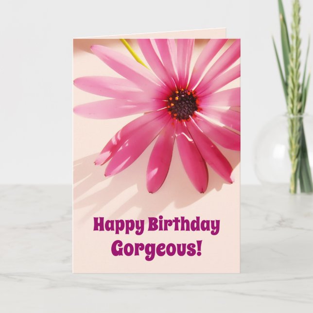 Happy Birthday Gorgeous Pink Blume Card Karte (Vorderseite)