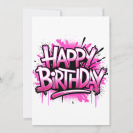 Happy Birthday Graffiti Pink Invitation editable Einladung