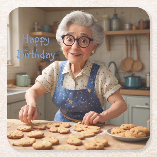 Happy Birthday Gramma Rechteckiger Pappuntersetzer (Vorderseite)