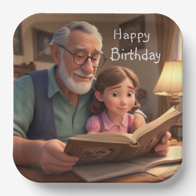 Happy Birthday Grampa Pappteller (Vorderseite)