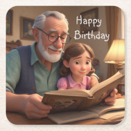 Happy Birthday Grampa Rechteckiger Pappuntersetzer