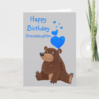 Happy Birthday Granddaughter Balloon Bear Karte
