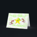 Happy Birthday Granddaughter Karte<br><div class="desc">It's a rainbow salamander! Sidney is a fun fanciful rendition design. Amusing birthday card for the kids star and bright flowers add a special touch for girls. To personalize this card add name to front and inside verse may be modified in template. Original art and design by Anura Design Studio...</div>
