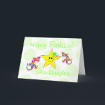 Happy Birthday Granddaughter Karte<br><div class="desc">It's a rainbow salamander! Sidney is a fun fanciful rendition design. Amusing birthday card for the kids star and bright flowers add a special touch for girls. To personalize this card add name to front and inside verse may be modified in template. Original art and design by Anura Design Studio...</div>