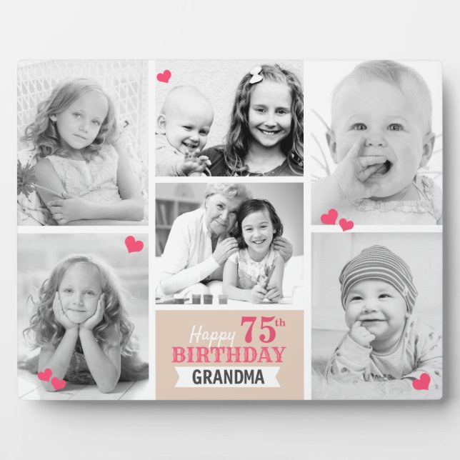Happy Birthday Grandma Personalized Photo Collage Fotoplatte (Vorderseite)