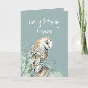 Happy Birthday Grandpa Barn Owl Dankeskarte