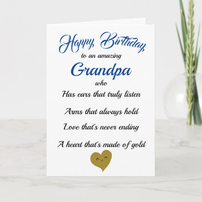 Happy Birthday Grandpa Blue Black Typografy Card Karte (Vorderseite)