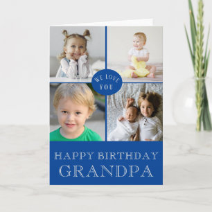 Happy Birthday Grandpa Blue Foto Collage Card Karte
